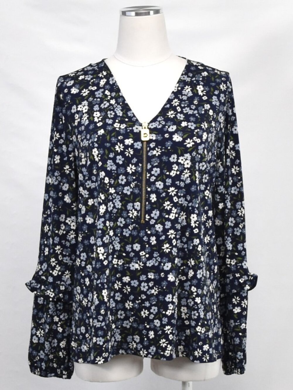 Michael Kors Navy Floral Blouse Medium